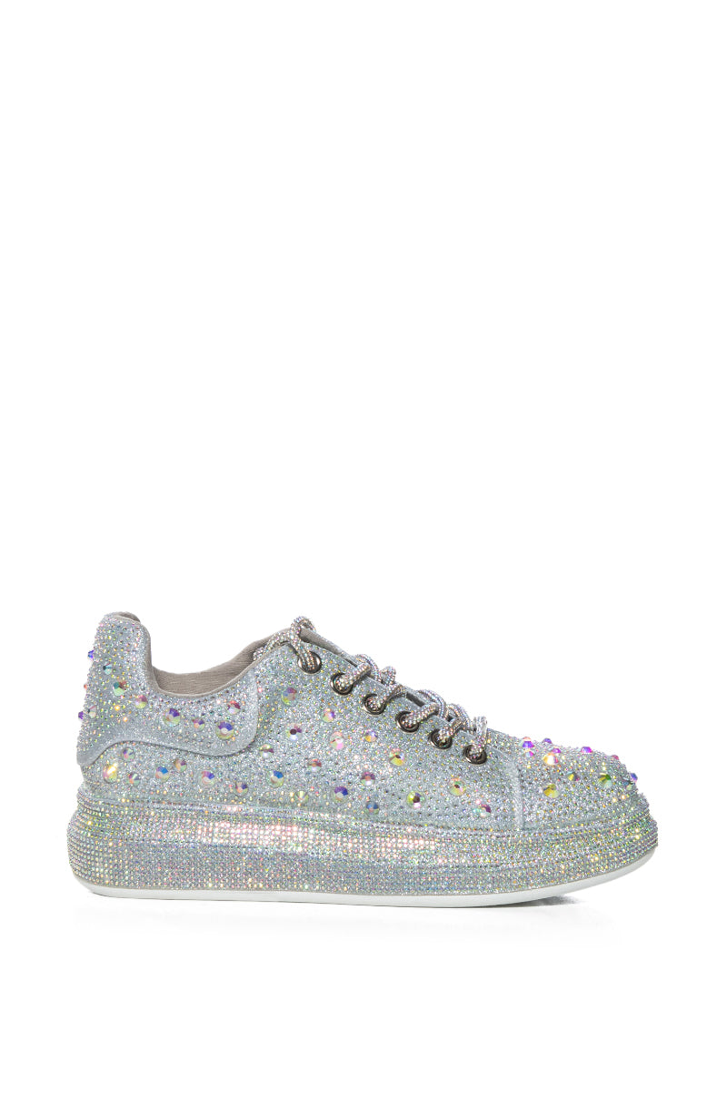 AZALEA WANG AZURE SILVER RHINESTONE SNEAKER