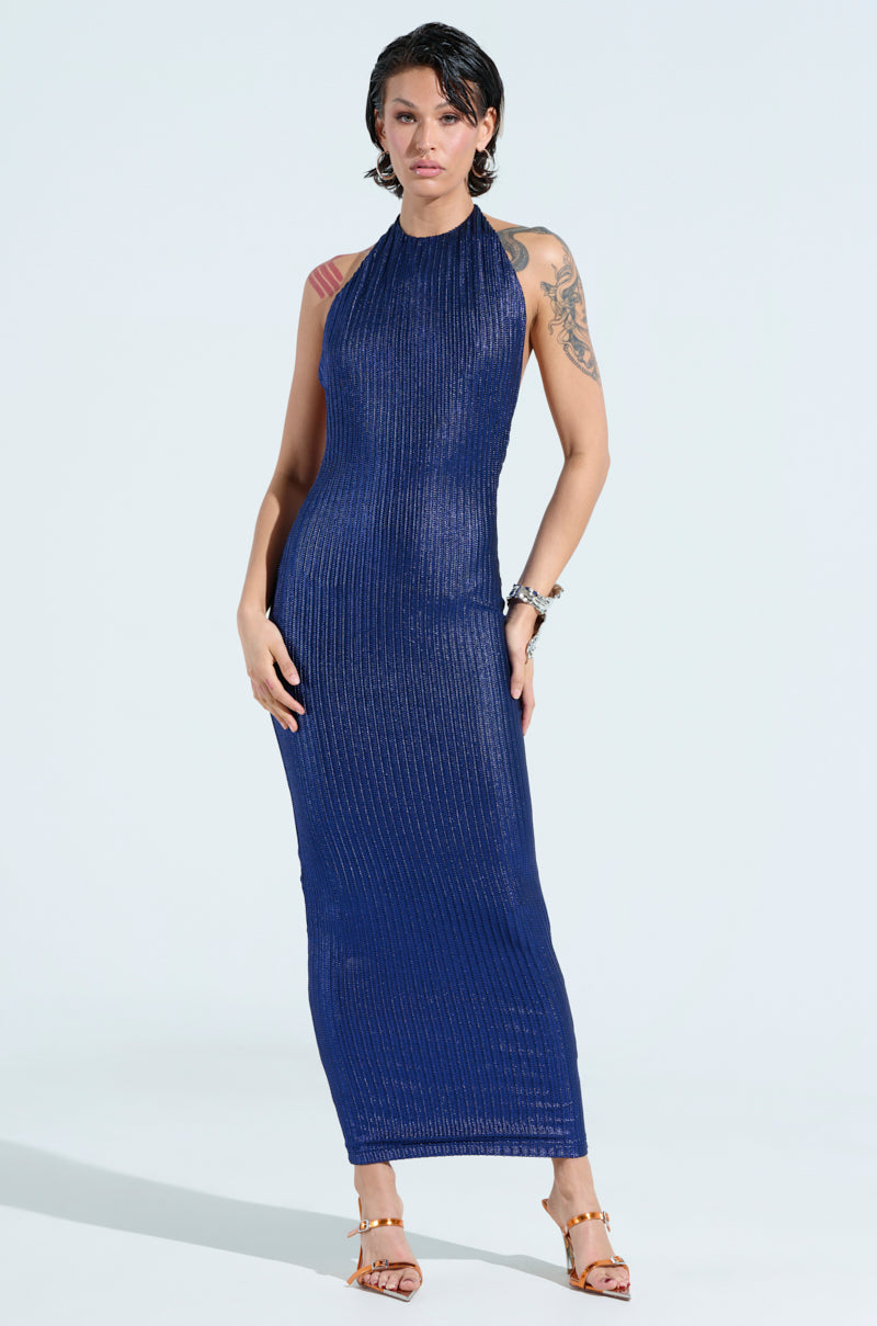 TAKE ME TO FIGI KNIT MAXI DRESS IN BLUE