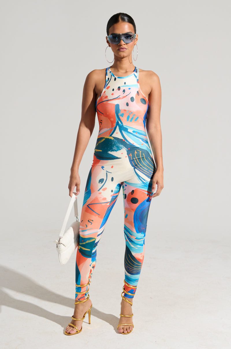 FEELIN MYSELF PRINTED JUMPSUIT