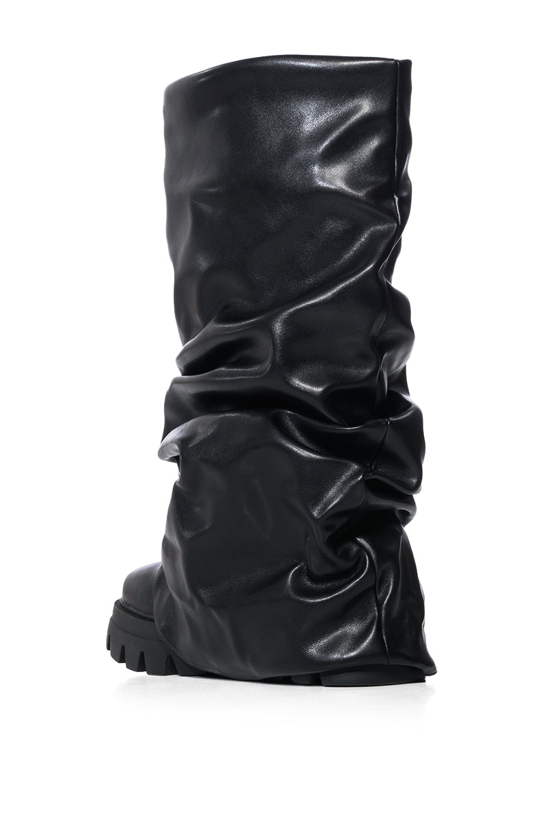 AZALEA WANG MATE BLACK RUCHED BOOT