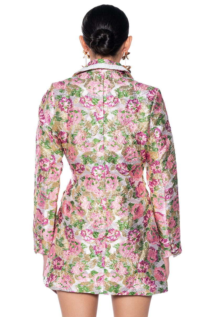 FLORAL DREAMS BROCADE SUIT DRESS