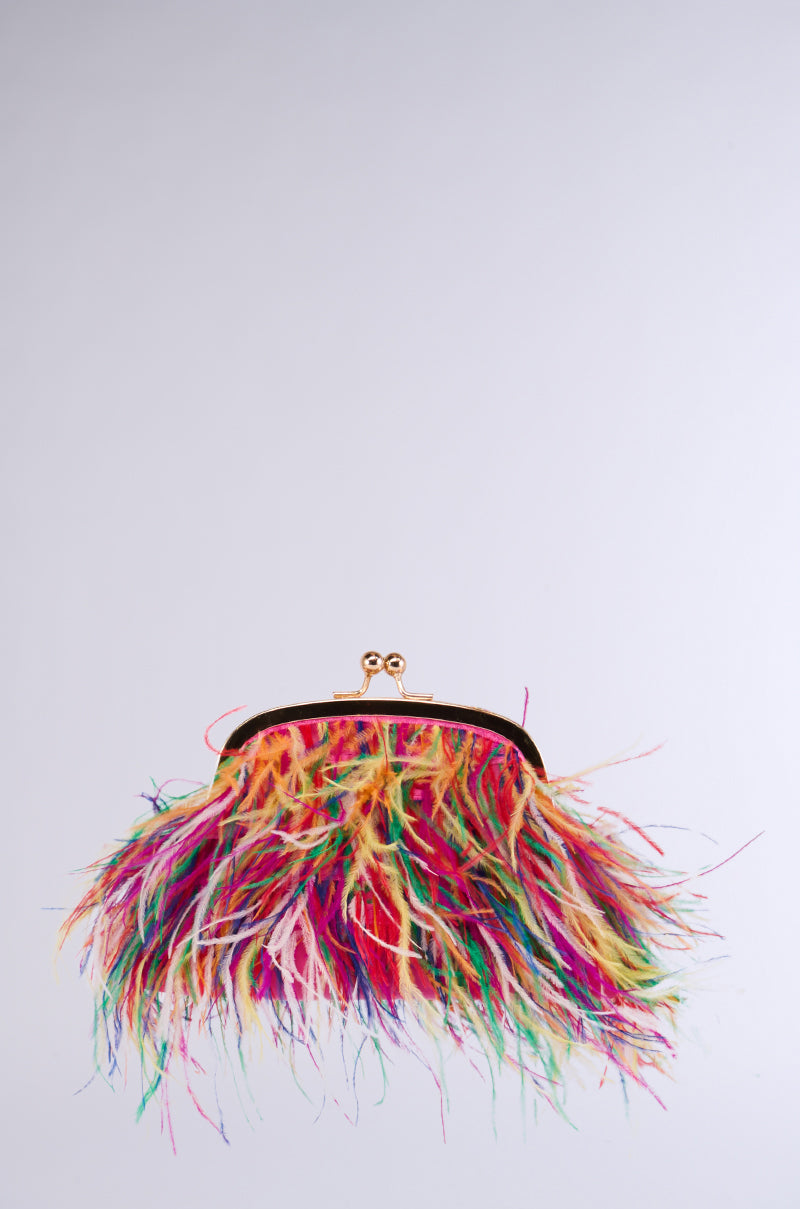 AZONTINA PINK FEATHER PURSE