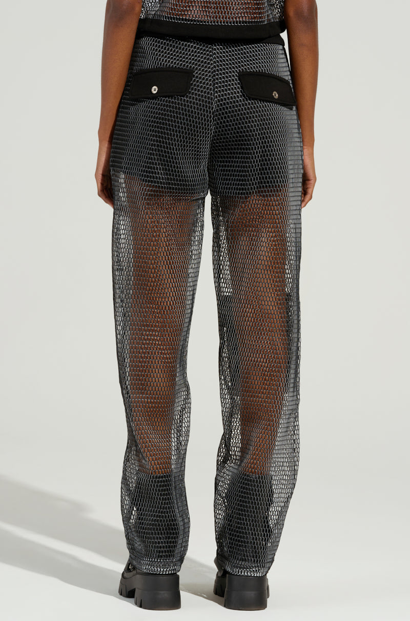 STEPHANIA TRANSPARENT TROUSER IN BLACK