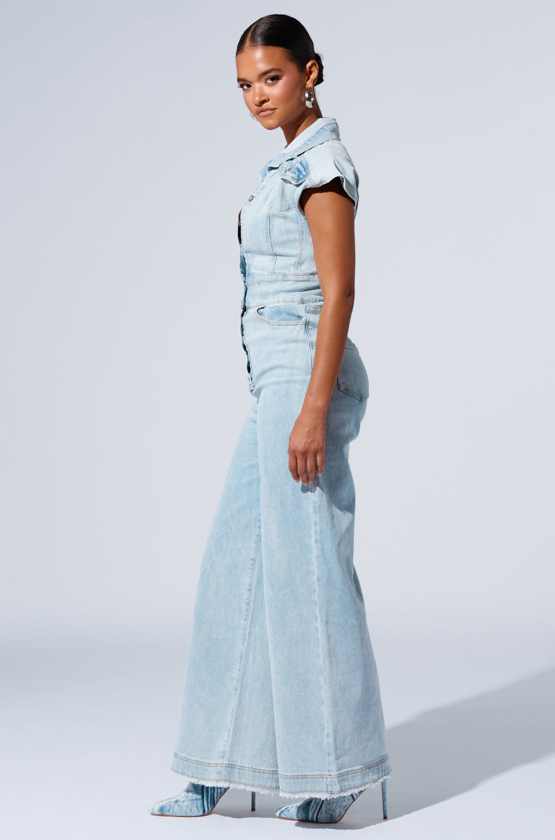 COOL GIRL WIDE LEG DENIM JUMPSUIT