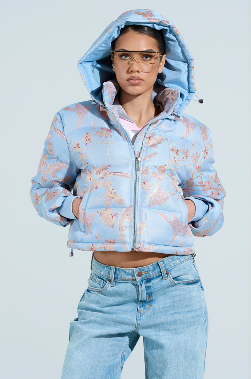 WINTER BLUES BROCADE PUFFER