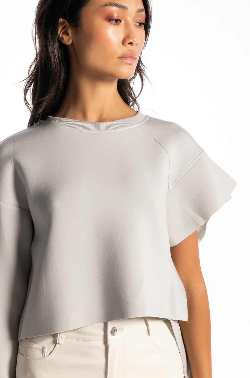 STRAIGHT TO IT SCUBA RUFFLE DETAIL SWEATSHIRT