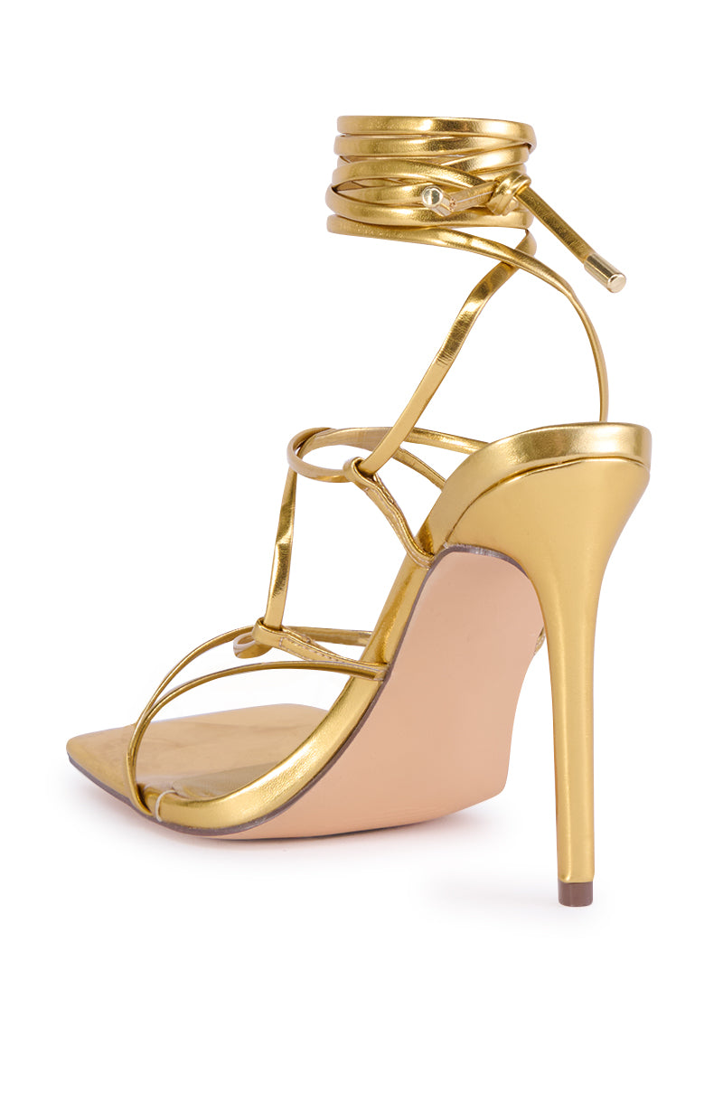 AZALEA WANG LAURA GOLD STILETTO SANDAL