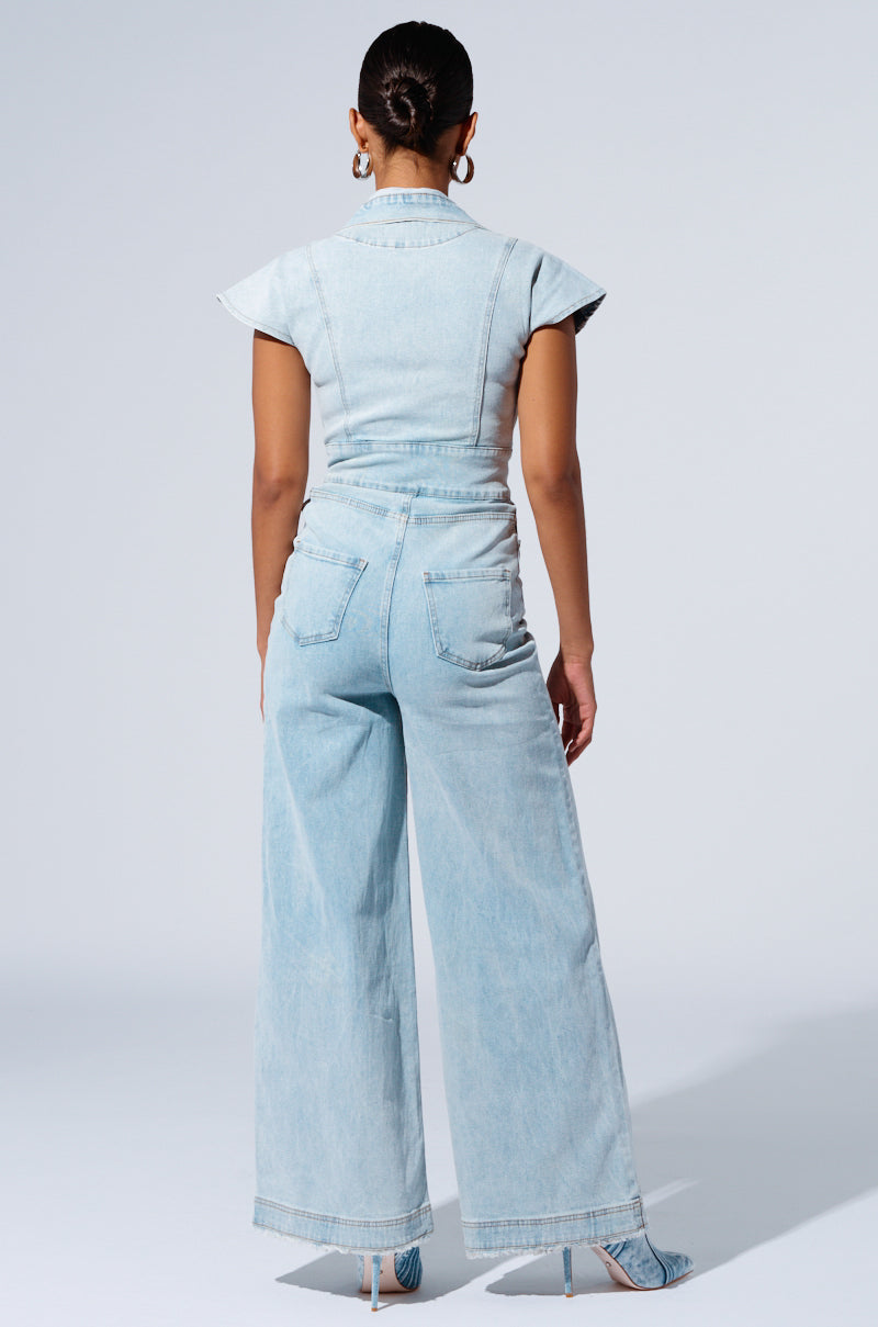 COOL GIRL WIDE LEG DENIM JUMPSUIT