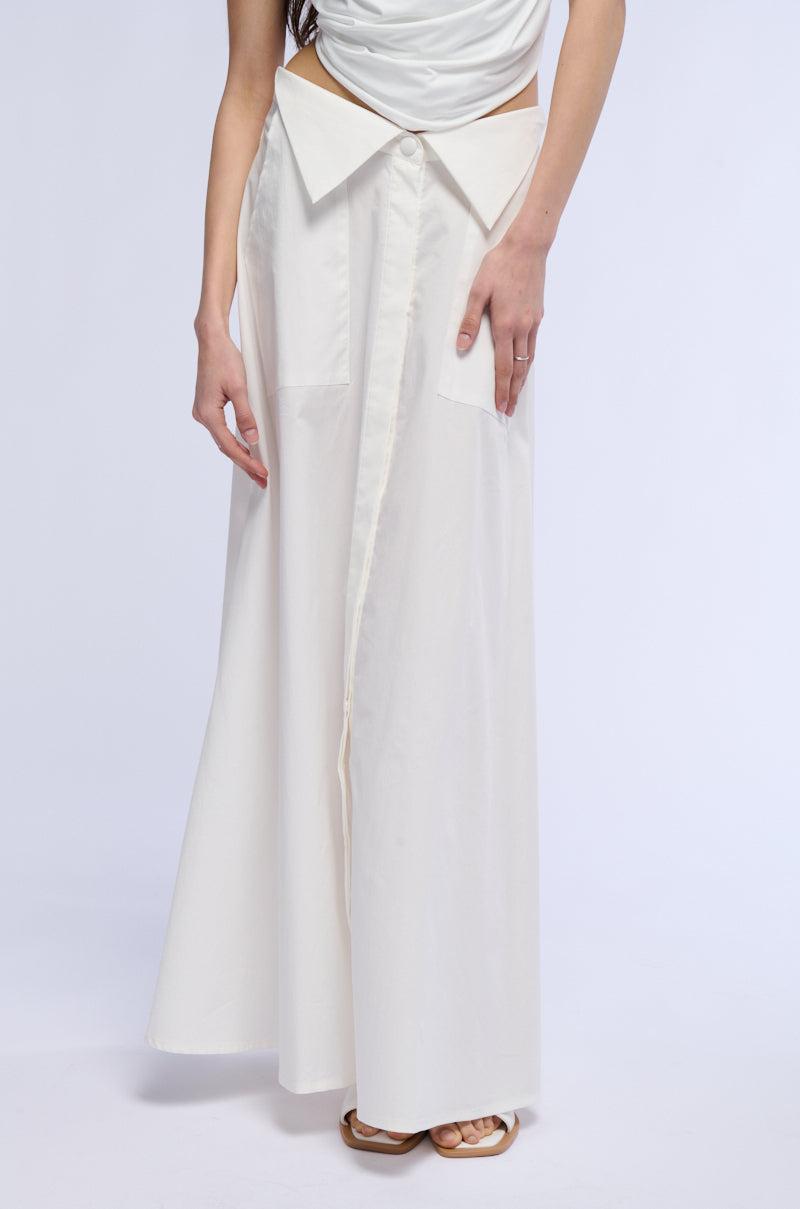 GONE GIRL FRONT BUTTON DOWN POPLIN MAXI SKIRT