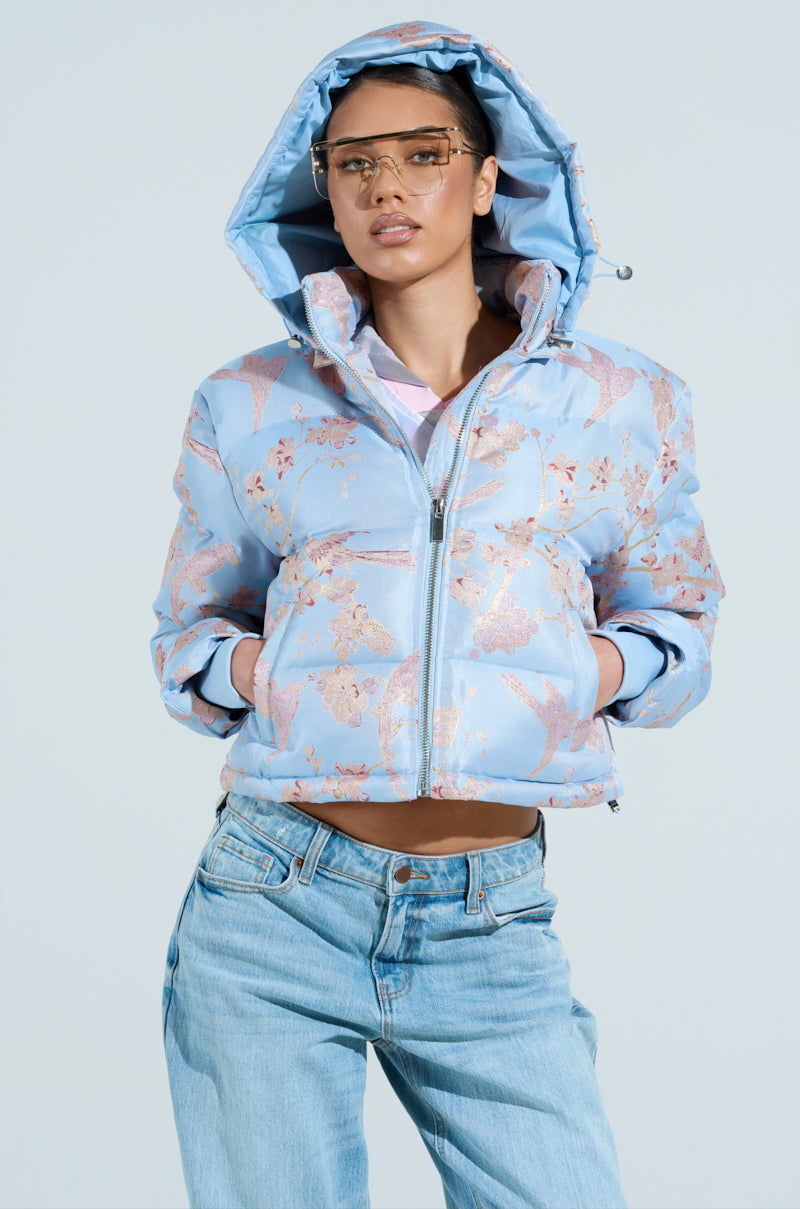 WINTER BLUES BROCADE PUFFER