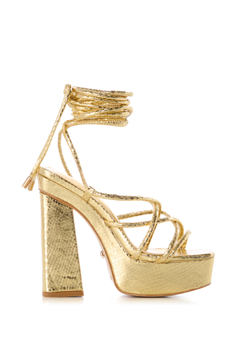 AZALEA WANG TABBY GOLD CROC PLATFORM SANDAL