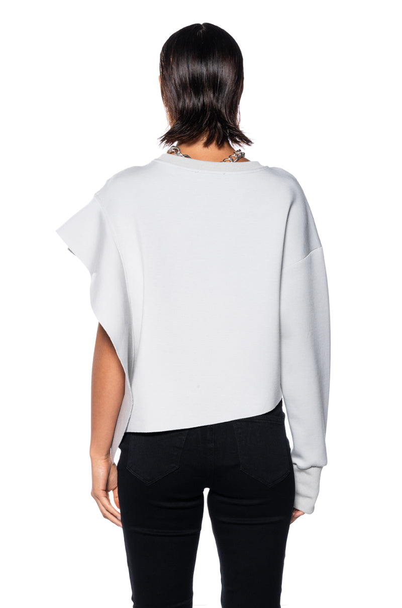 STRAIGHT TO IT SCUBA RUFFLE DETAIL SWEATSHIRT