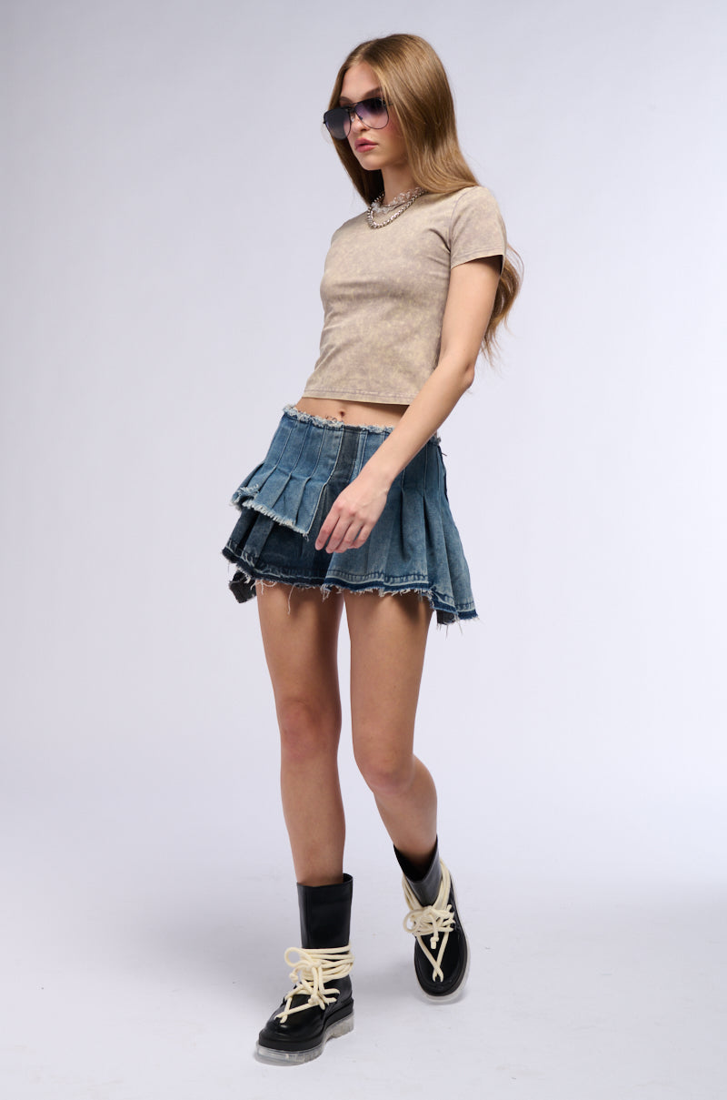 SO COMPLICATED MULTI DENIM MINI SKIRT