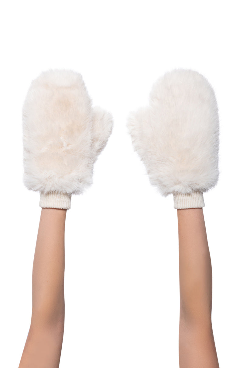 ALL ABOUT THE MONEY FUR MITTENS IN IVORY