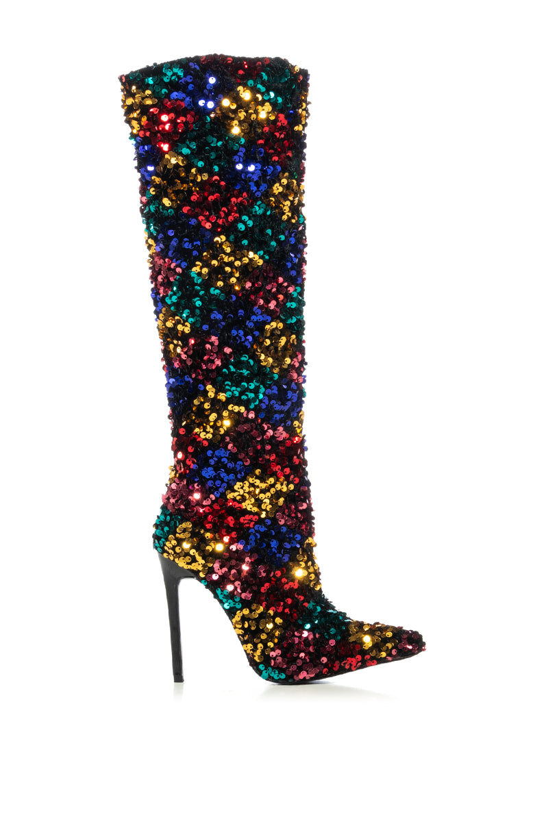 AZALEA WANG JIMENA MULTI SEQUIN STILETTO BOOT