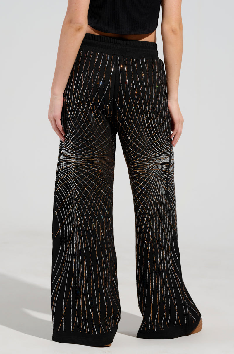 LIGHTS, CAMERA, ACTION! EMBELLISHED WIDE LEG SWEAT PANT