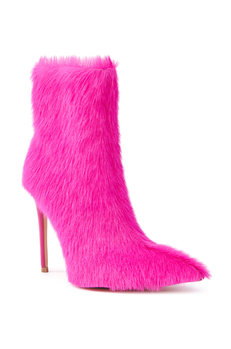 AZALEA WANG MARIELLA FUSHSIA HAIRY STILETTO BOOTIE