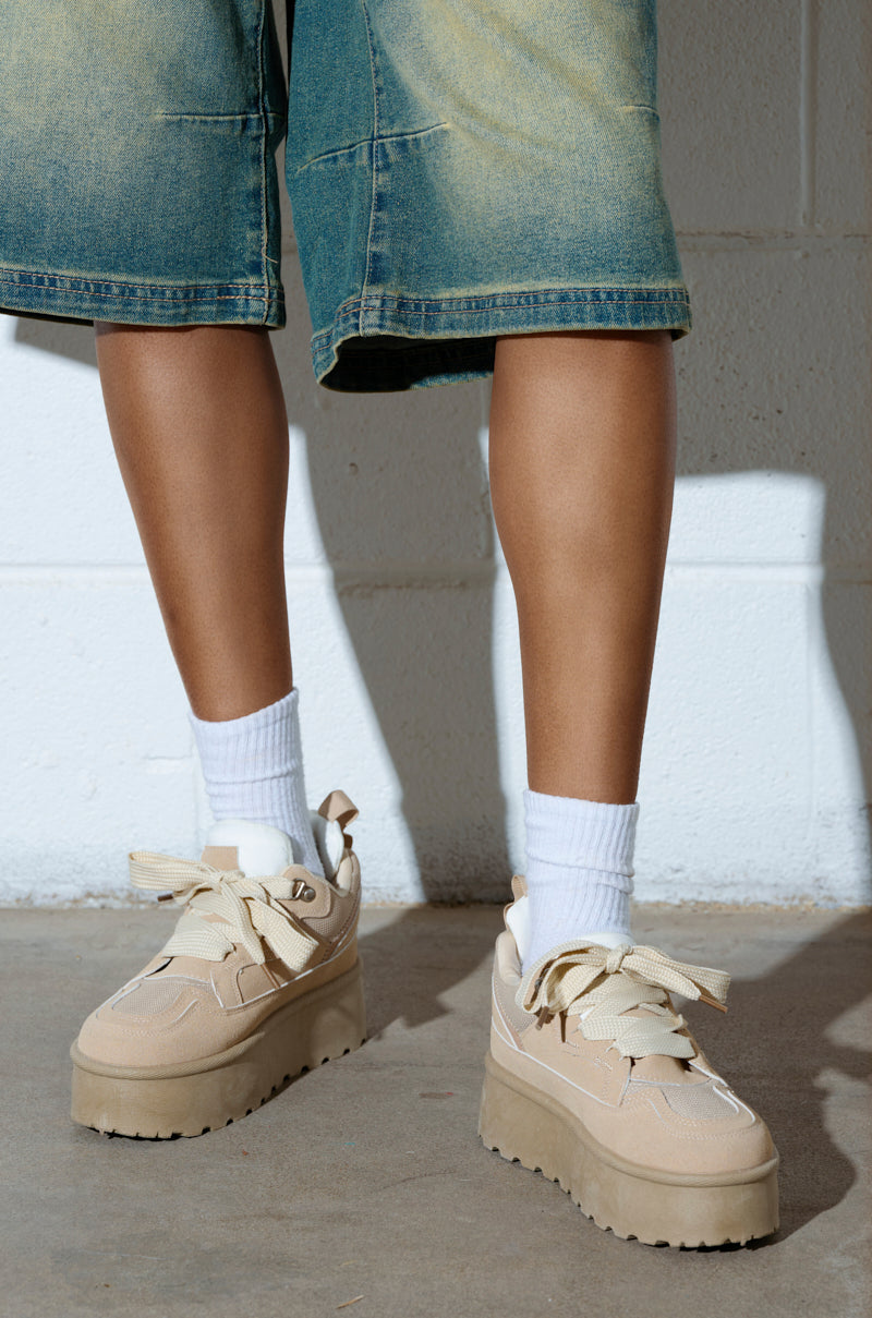 POPULARITY SAND FLATFORM SNEAKER