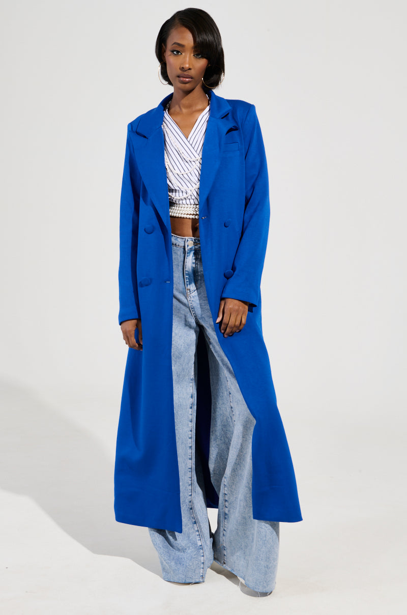 COCOA BUTTER SCUBA TRENCH IN BLUE