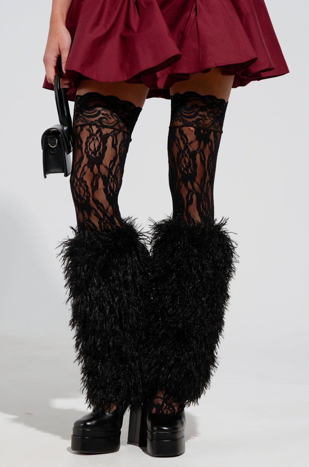 INTO THE NIGHT FAUX FUR LEG WARMERS