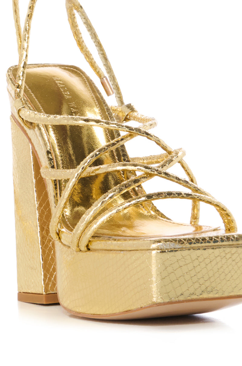 AZALEA WANG TABBY GOLD CROC PLATFORM SANDAL