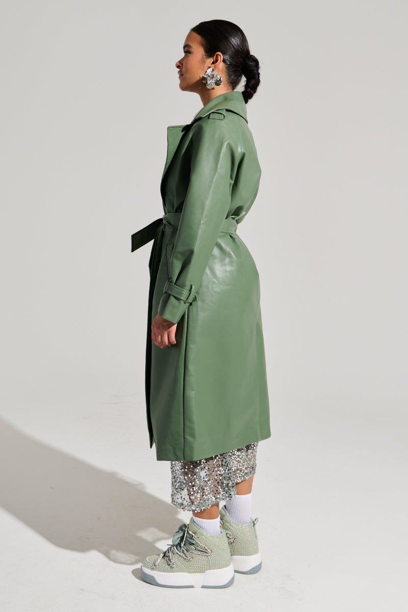 DIRTY MARTINI FAUX LEATHER TRENCH