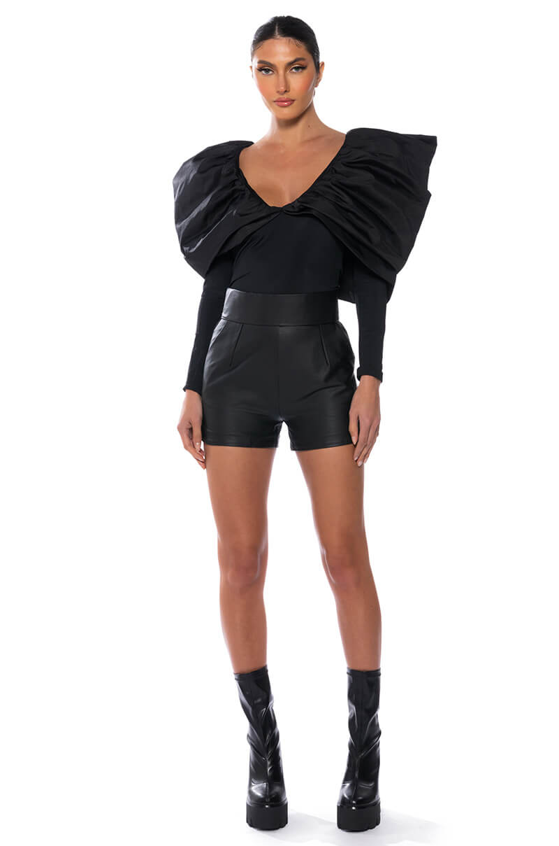 AMMO X AKIRA BIG BOOTY PLEATHER SHORTS WITH 4 WAY STRETCH