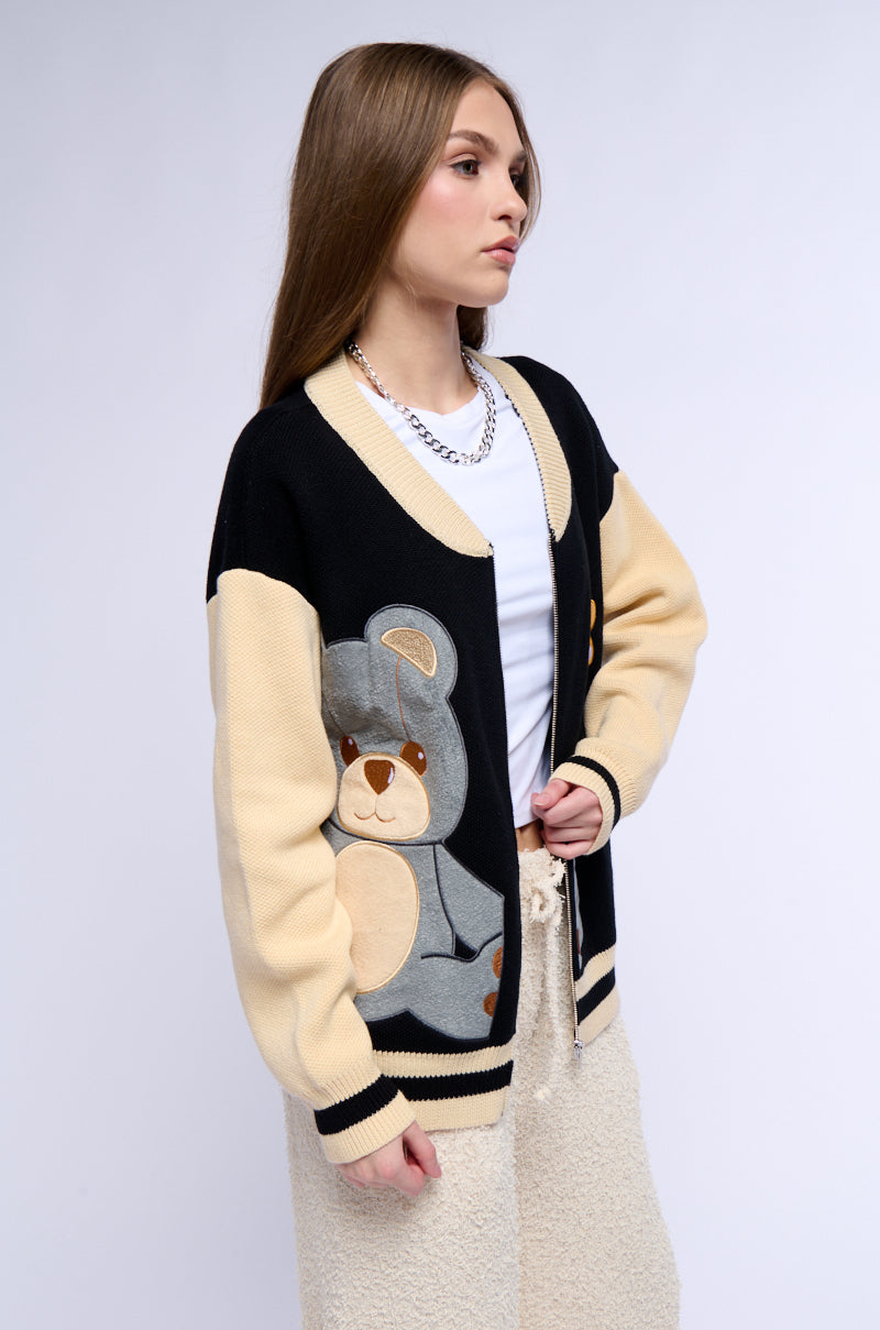 BEARY COZY FULL ZIP OVERSIZED SWEATER