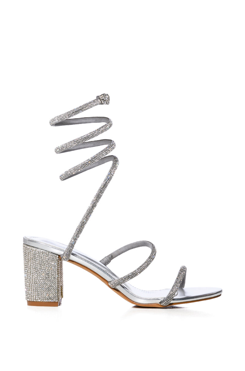 AZALEA WANG SOLEDAD EMBELLISHED COIL SANDAL IN SILVER