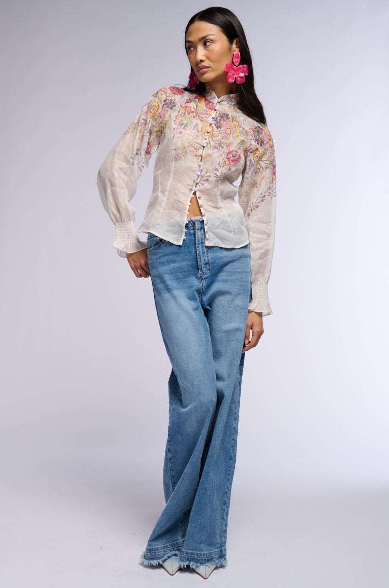 CARMELLIA FLORAL BUTTON DOWN BLOUSE