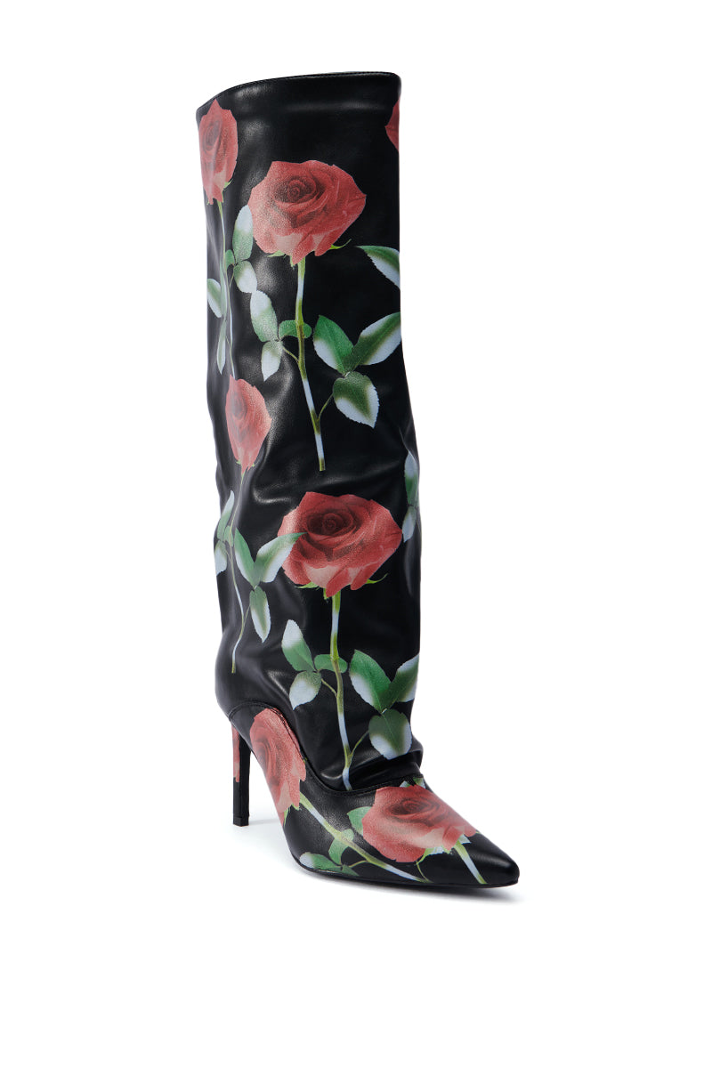 AZALEA WANG BRIDGIE BLACK AND FLORAL STILETTO