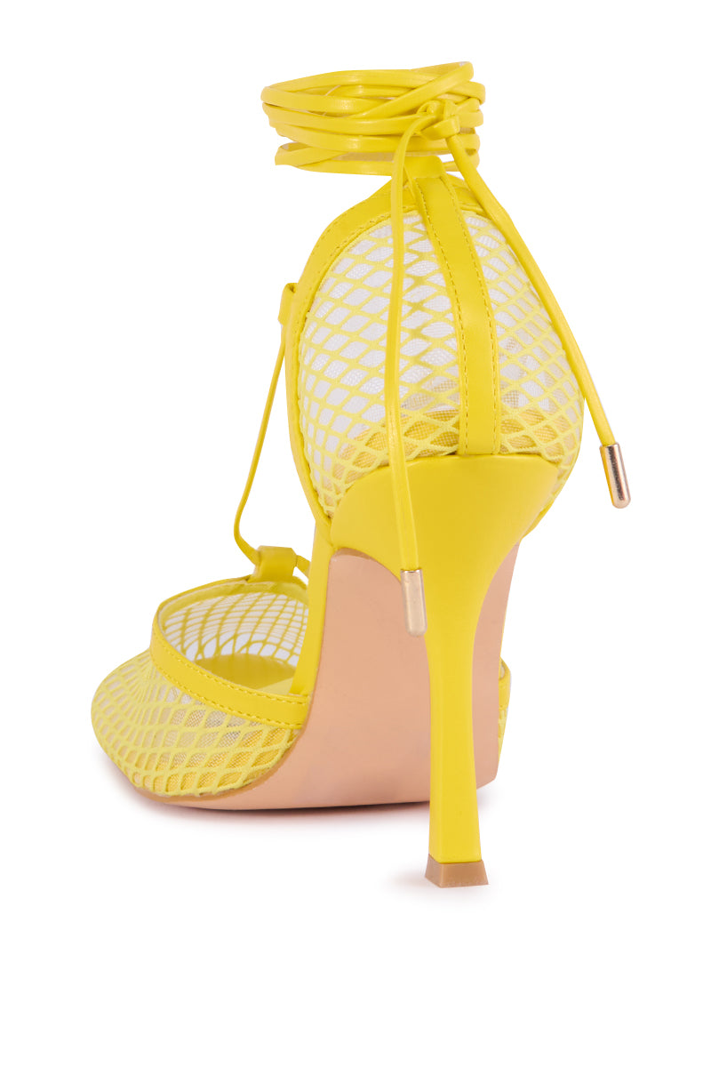 AZALEA WANG SKYLEE MESH SANDAL IN YELLOW