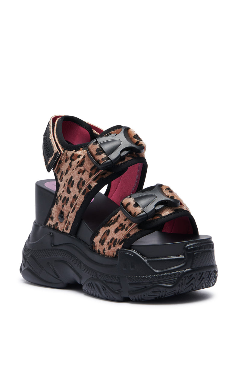 PEACH LEOPARD FLATFORM SANDAL