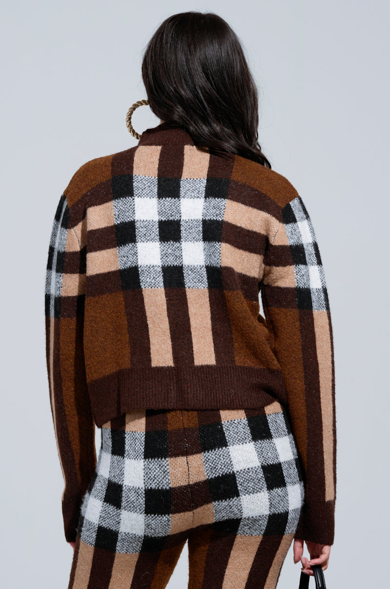 ELISE PLAID MOCK NECK SWEATER