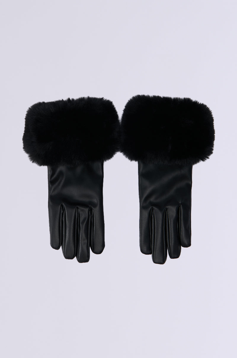 ALL I WANT IS MONEY FUR GLOVES IN BLACK