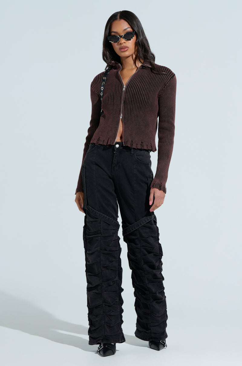 GOING CRAZY BLACK DENIM PANT WITH BUCKLE