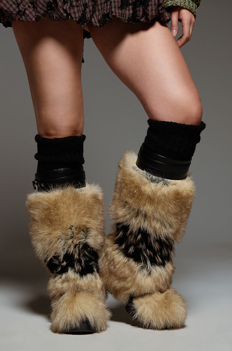 AZALEA WANG ANISA MULTI BROWN FUR FLATFORM BOOT