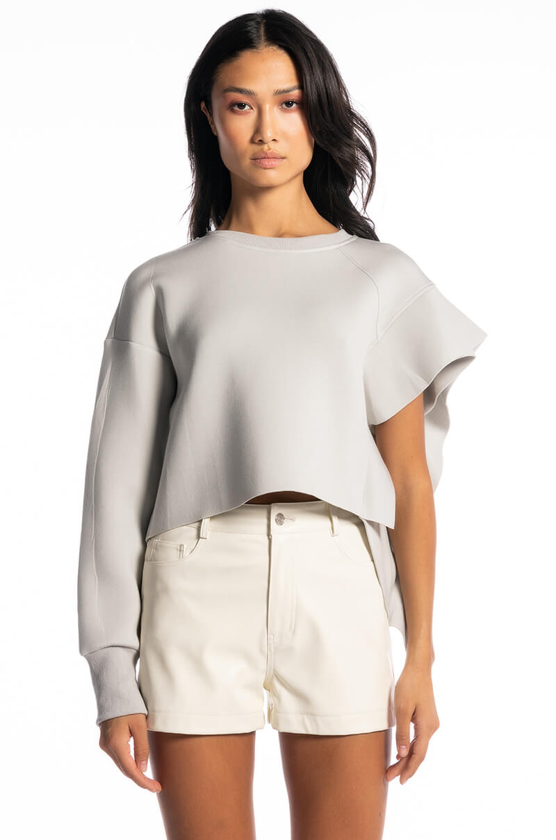 STRAIGHT TO IT SCUBA RUFFLE DETAIL SWEATSHIRT