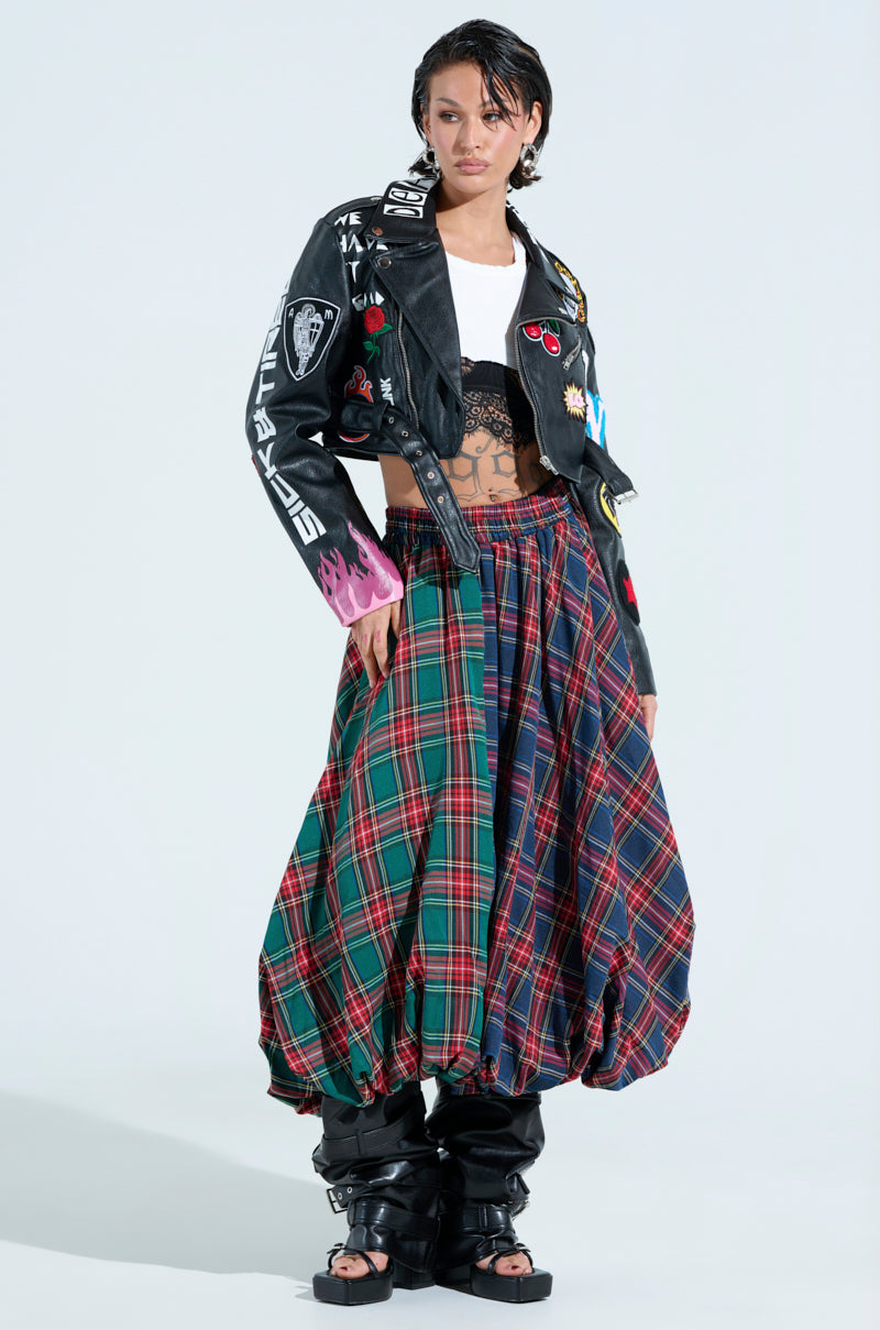 MOVEMENTS PLAID MIDI SKIRT