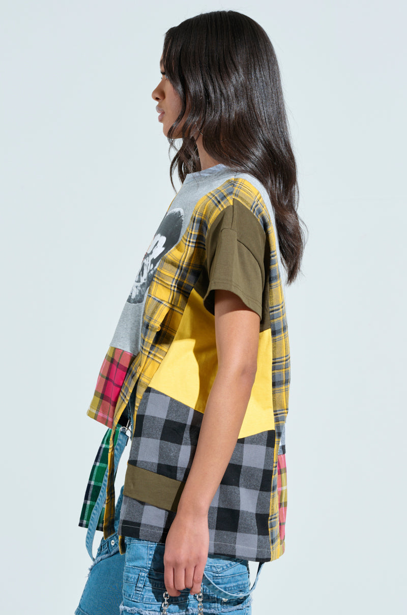 REBUILT OVERSIZED FLANNEL T-SHIRT