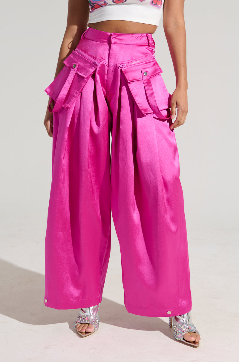 A MOMENT APART WIDE LEG TROUSER WITH POCKETS IN PINK