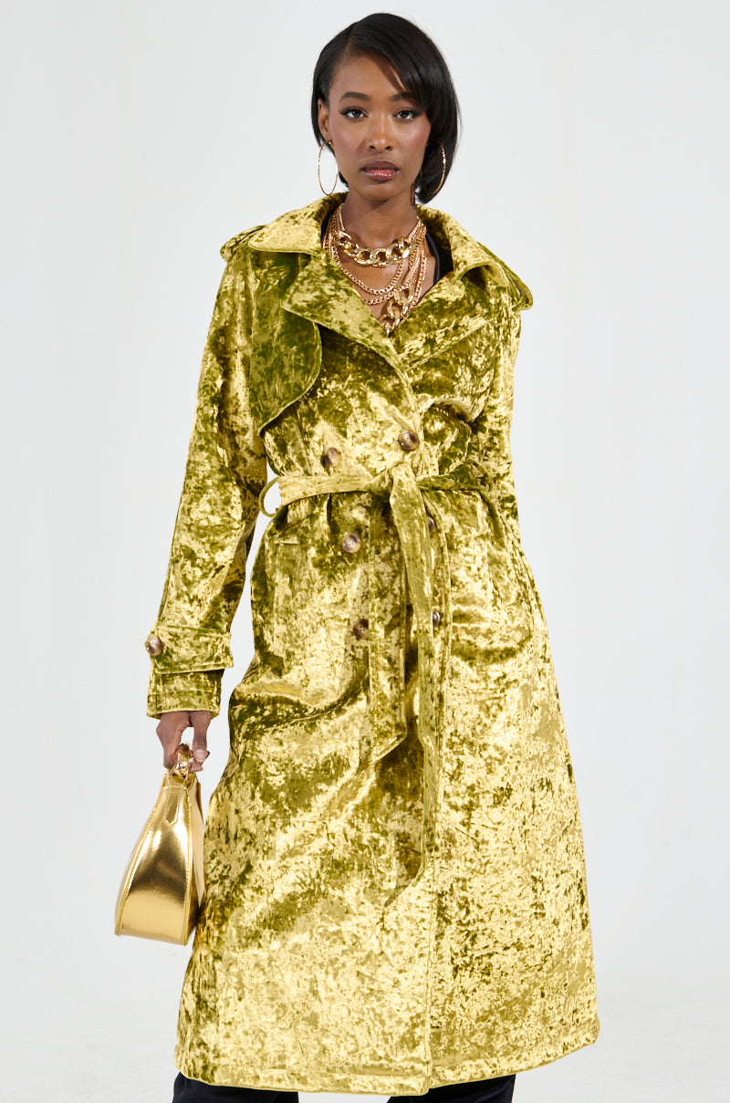 MAIN CHARACTER CRUSHED VELVET TRENCH