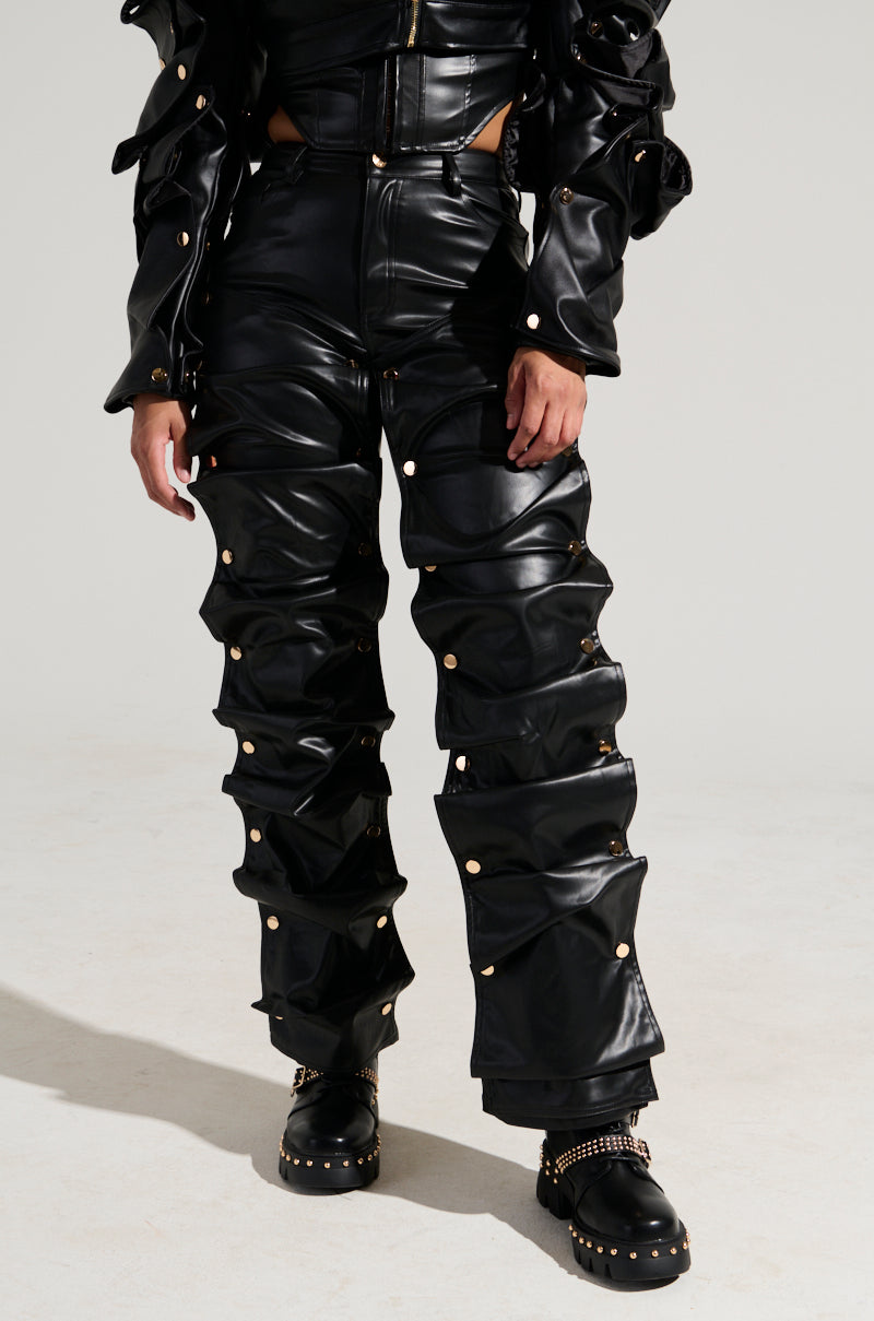 SNAP OUT OF IT FAUX LEATHER PANT