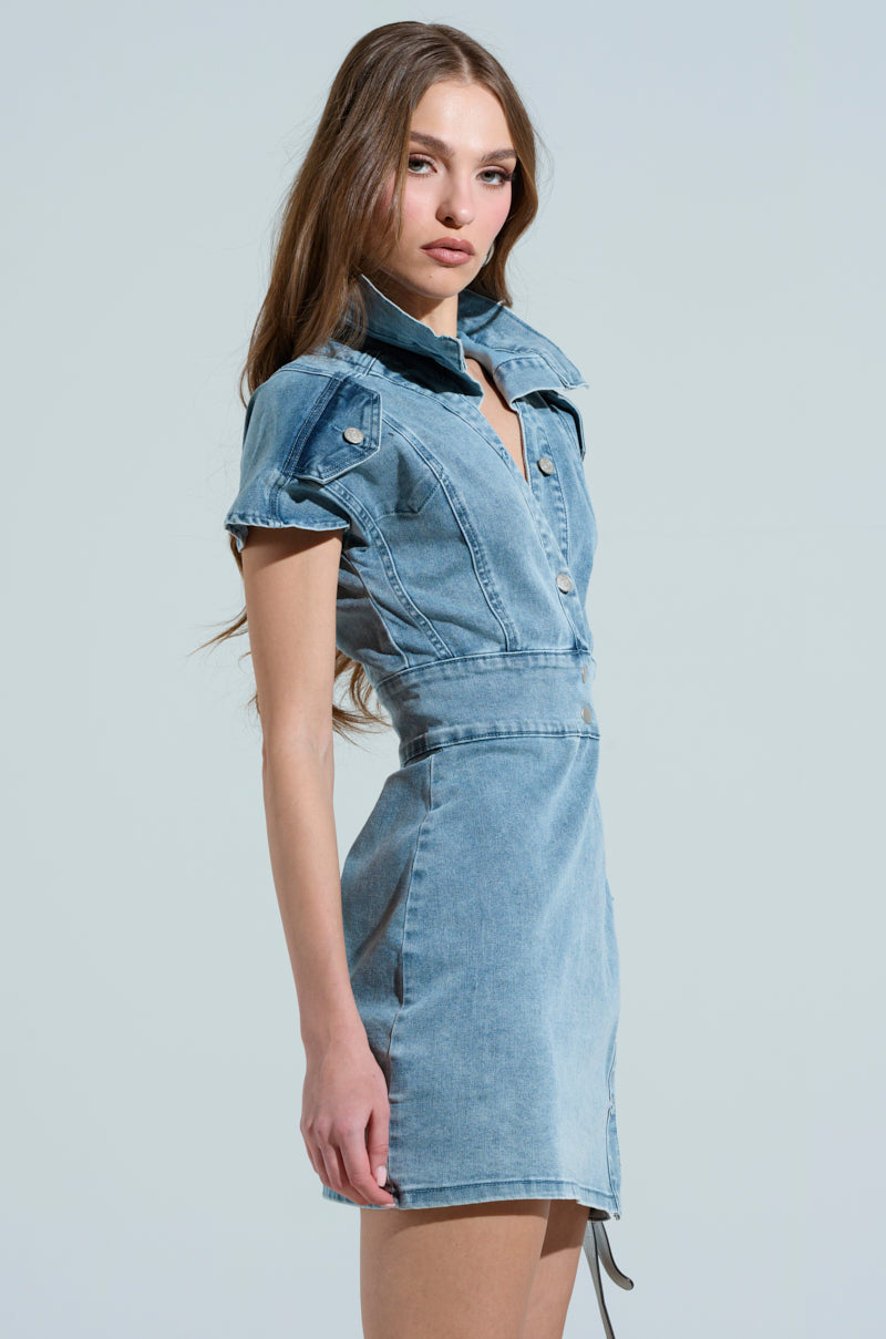 NEVER TOO MUCH DENIM MINI DRESS