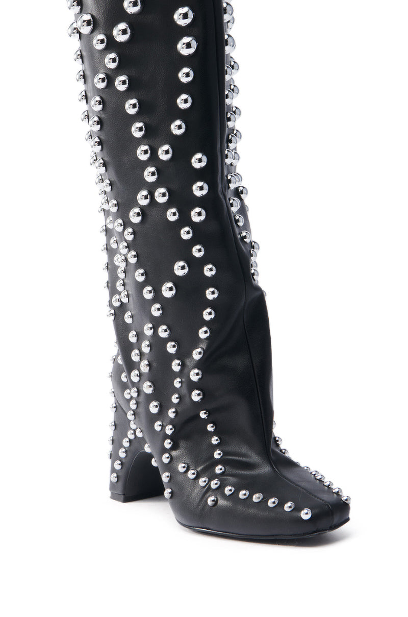 AZALEA WANG WELLS BLACK EMBELLISHED BOOT