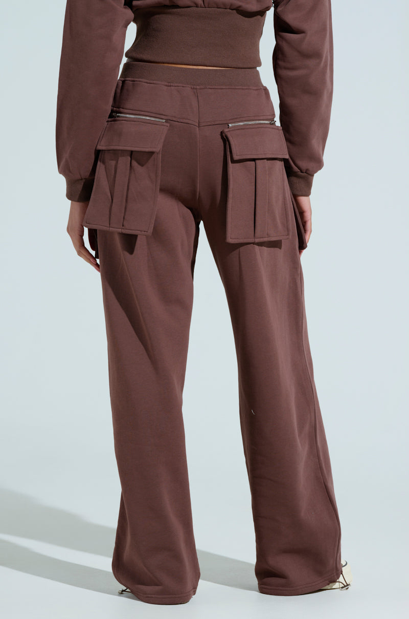 NIA ZIP OFF POCKET WIDE LEG SWEATPANT