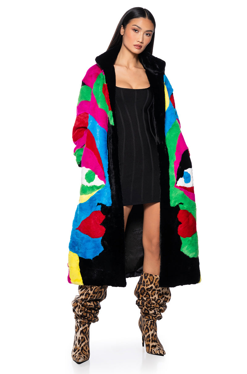 JAYLAY COLLECTION FAUX FUR PICASSO COAT