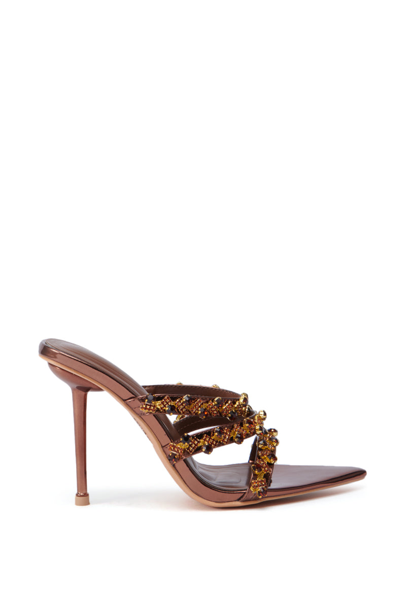 AZALEA WANG EUREKA BRONZE EMBELLISHED STILETTO SANDAL