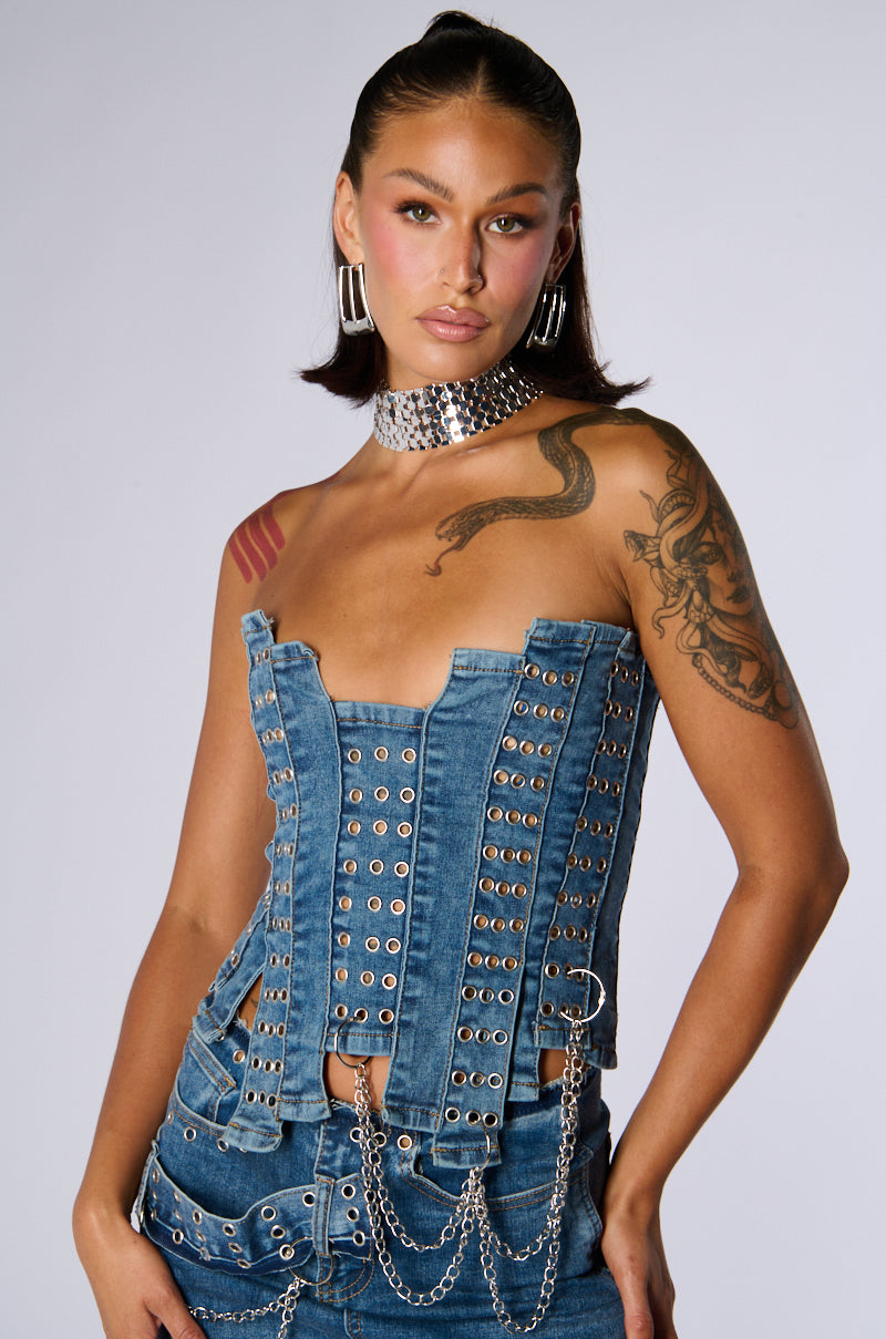 JUST WANNA ROCK DENIM TUBE TOP