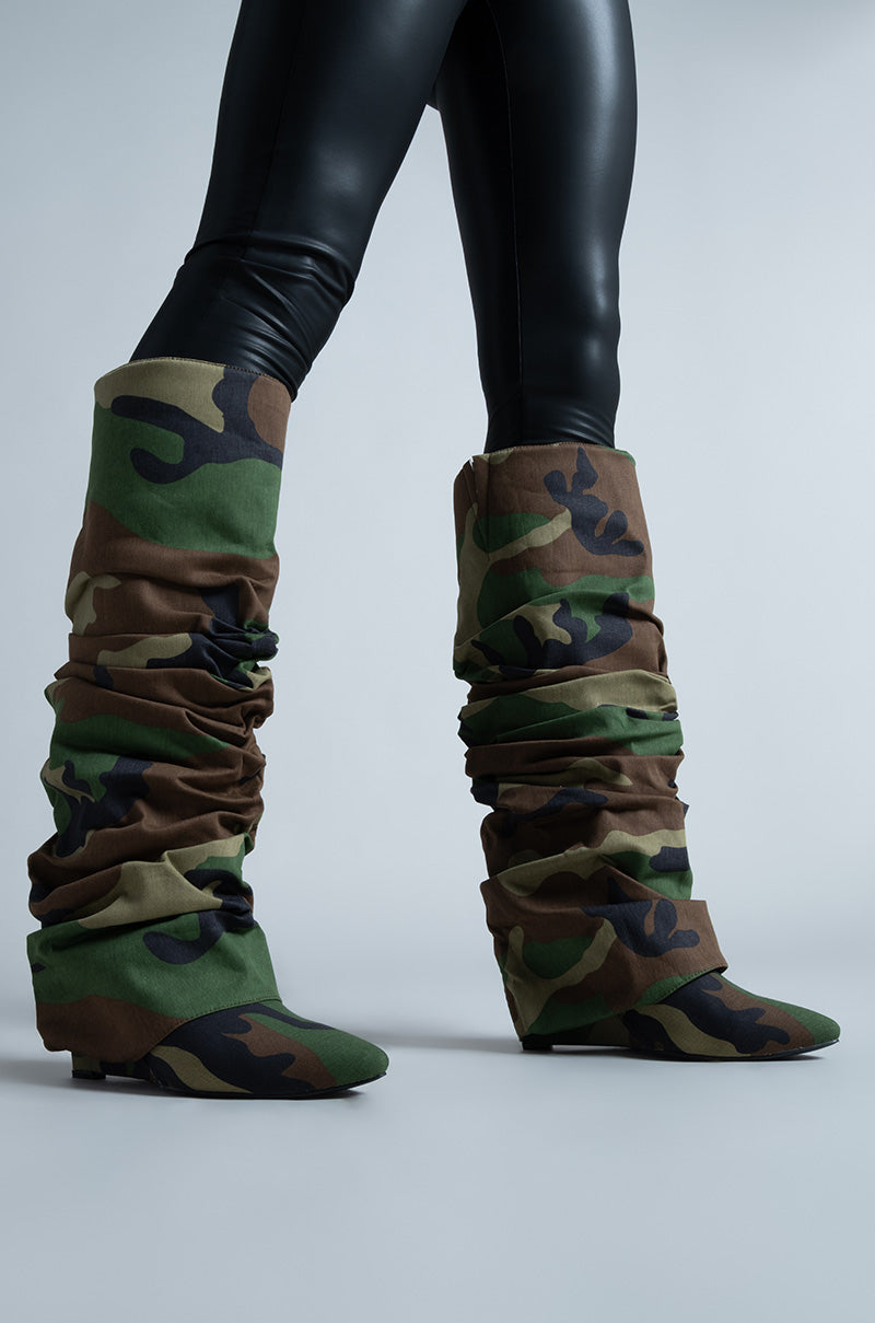 AZALEA WANG ZUMMA CAMO WEDGE BOOT